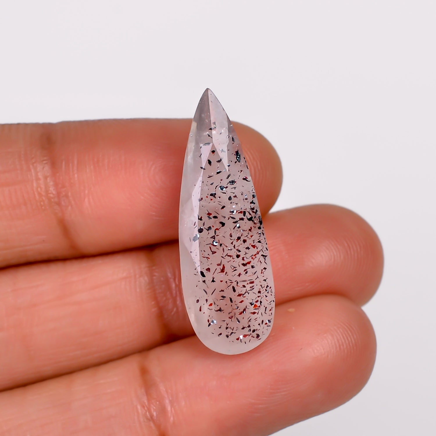 elestial quartz pear shape cut stone loose gemstone